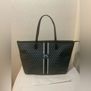 barrington shoulder bag tote leather trim top zipper monogram PN